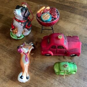 Pottery Barn & World Market Glass Christmas Ornaments – Set of 5 (Vintage Style)